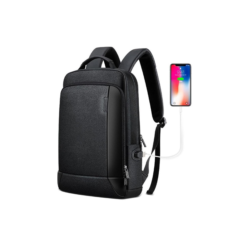 CONTACTS Unisex Black Laptop Bag with USB Charging Port