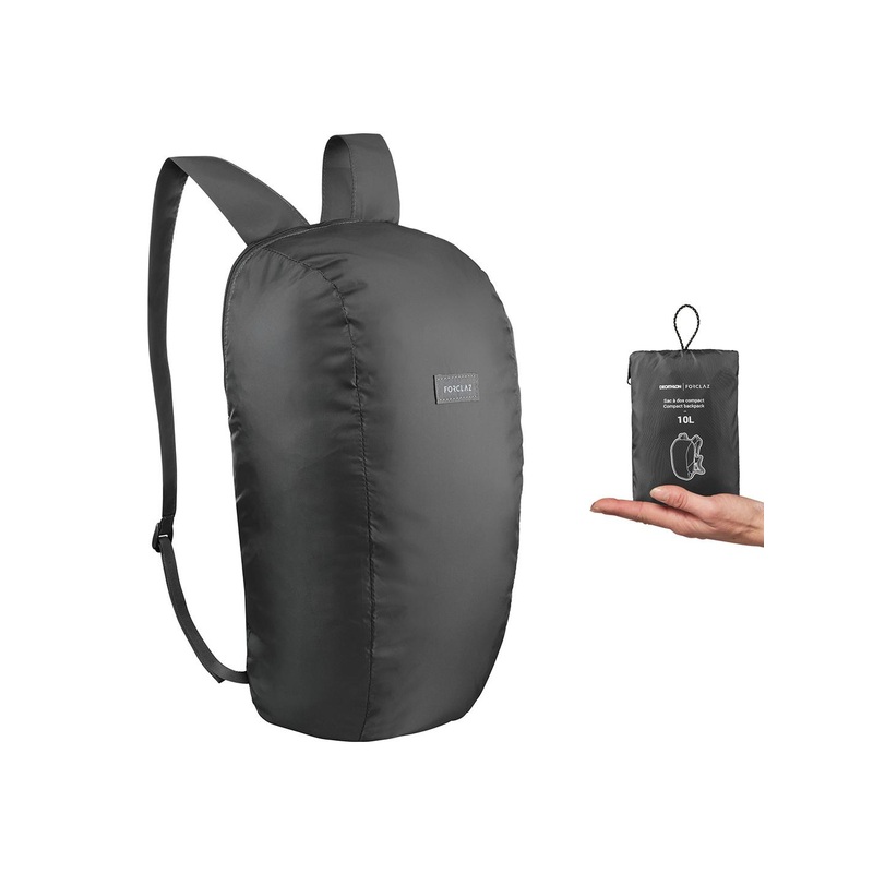 Decathlon FORCLAZ – Black Foldable Travel Backpack 10L