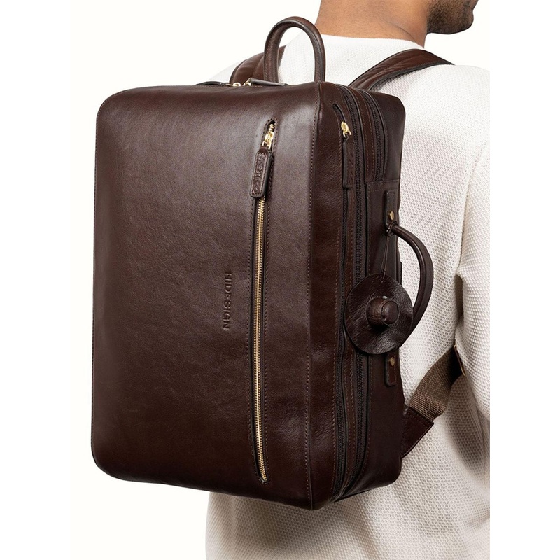 Hidesign Men Solid Leather Padded Backpack