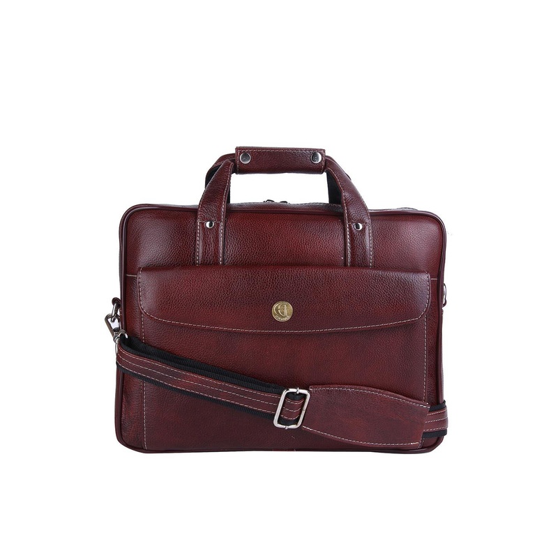 HiLEDER Unisex Pure Leather 14.5 Inch Briefcase Laptop Messenger Satchel Office Bag