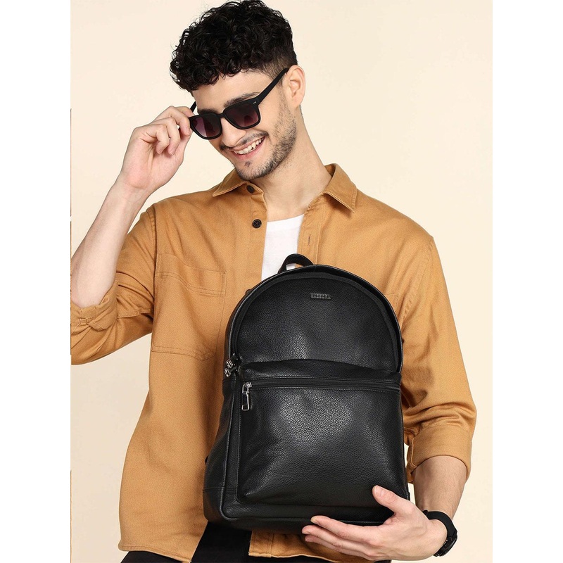 Sassora Men Leather Backpack with Compression Straps