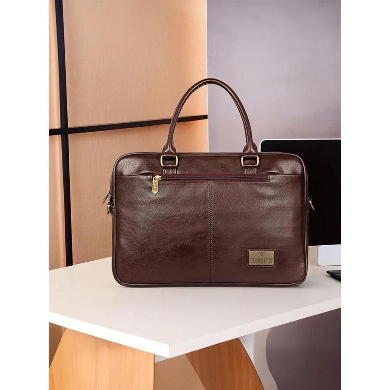 THE CLOWNFISH Signatura Unisex Brown Solid Laptop Bag