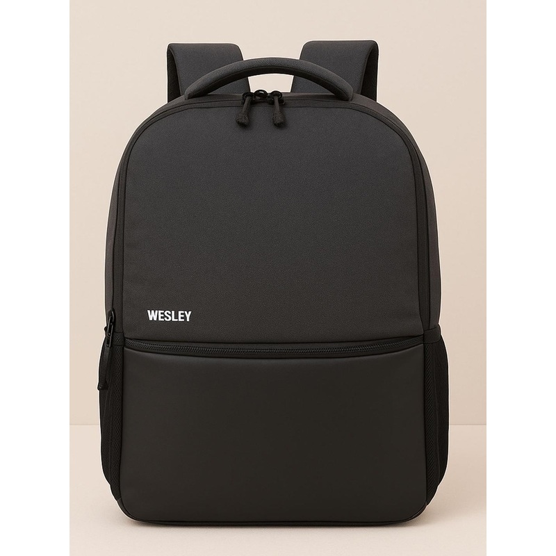 Wesley Unisex Black Solid Laptop Bag