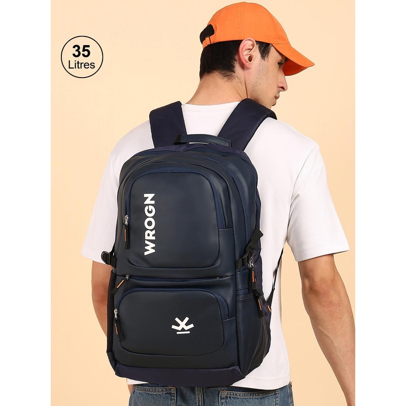 WROGN Brand Logo Printed Padded Backpack With Rain Cover 35 L