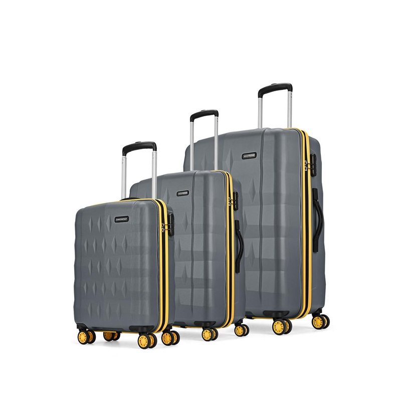 Aristocrat Comet Grey Set of 3 Hard Luggage 56, 66 & 76cm Trolley Bag With Smooth 8-Wheel
