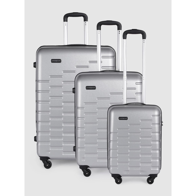 Aristocrat Fencer Pack of 3 Textured Trolley Suitcases – Cabin, Medium & Large