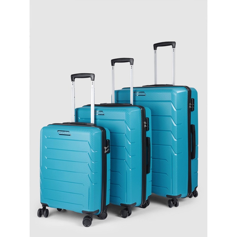 Aristocrat Unisex CHROMA Set of 3 Textured CB+MD+LG  Hard-Sided Trolley Suitcases