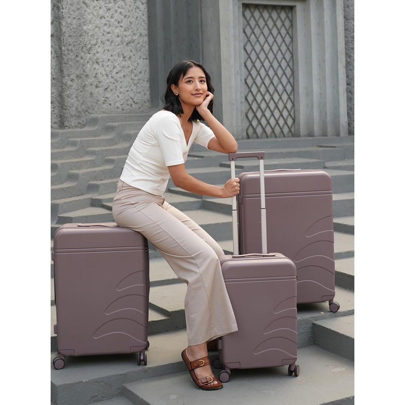 Assembly Brown Set Of 3 Expandable Hard-Sided Trolley Suitcases 20, 24 & 28 inches