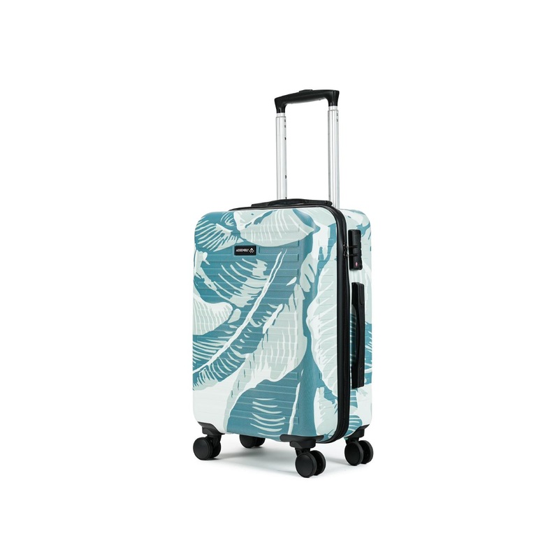 Assembly Tropical Green Printed Hard-Sided Cabin Trolley Bag-40 Liters