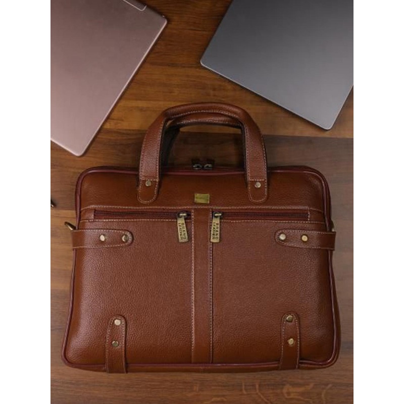 BRAND LEATHER Men Padded Leather Laptop Bag