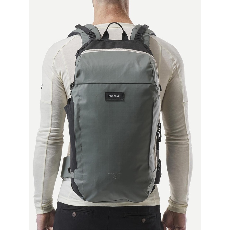 Decathlon Unisex Khaki Multi-Compartment Organizer 40L Travel Backpack