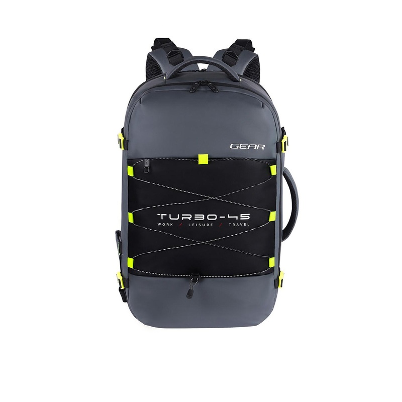 Gear Unisex Grey & Black Contrast Detail Backpack with Compression Straps
