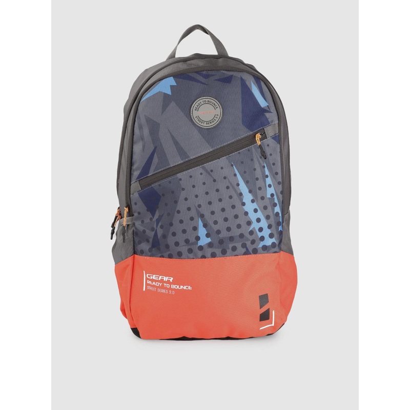 Gear Unisex Grey & Orange Geometric Print 16 Inch Laptop Backpack