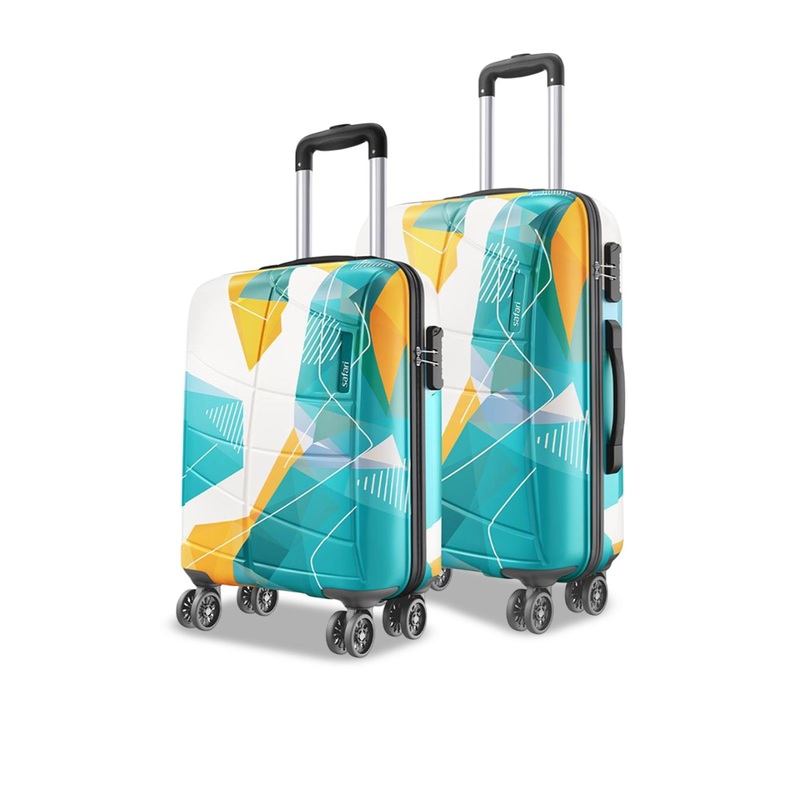 Safari Luma Neo Unisex Set Of 2 Printed 8-Wheels Hard-Sided Cabin & Medium Trolley Bags