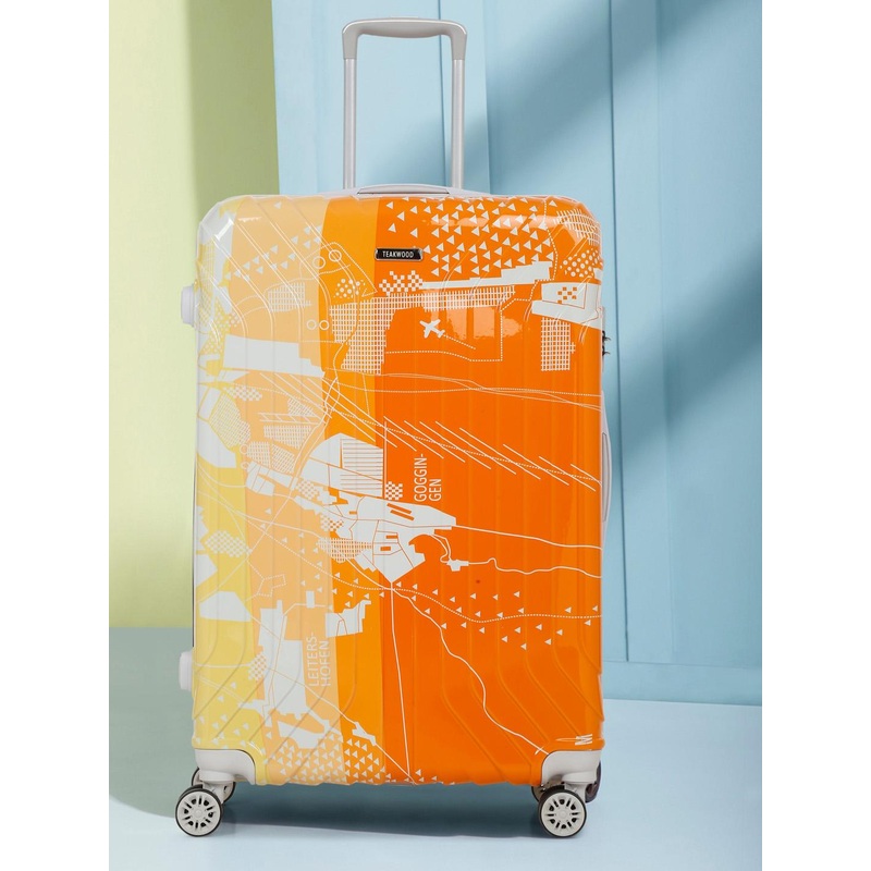 Teakwood Leathers Printed 360 Degree Rotation Hard Large Trolley Bag- 95.5 L