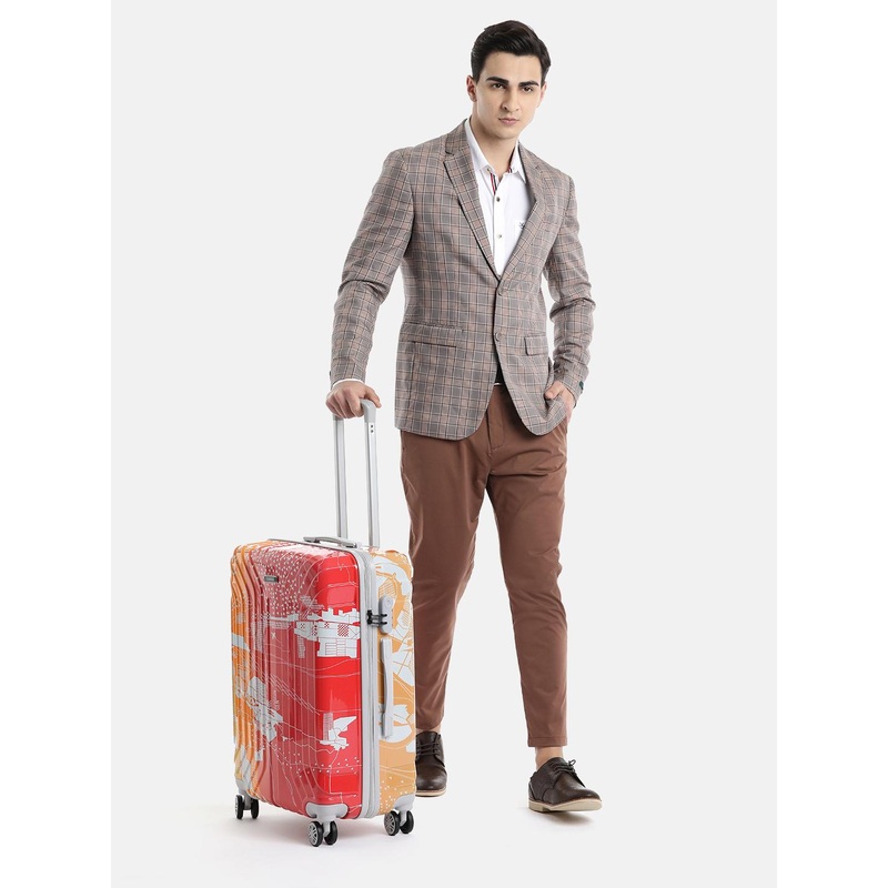 Teakwood Leathers Printed MAP Hard Medium Suitcase Trolley Bag 54.6 L