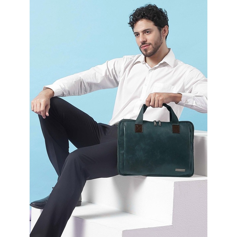 VISMIINTREND Unisex Luxe Vegan Leather Laptop Bag upto 16 inch