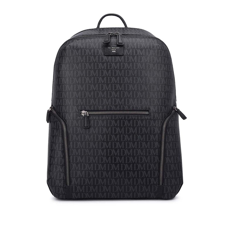 Da Milano Men Typography Print Leather Backpack