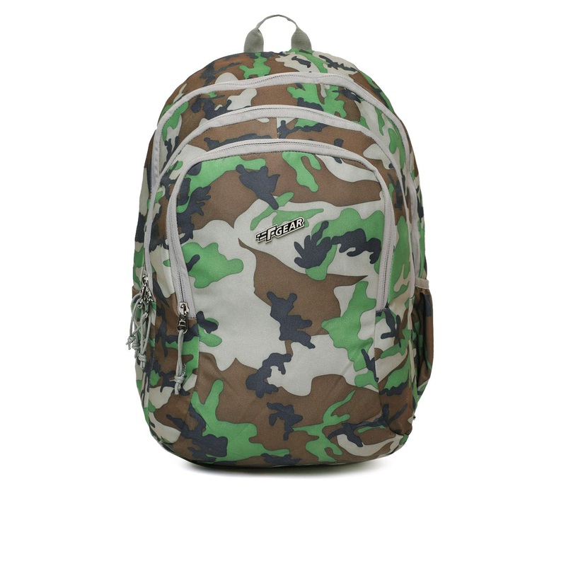 F Gear Unisex Green & Grey Printed Backpack