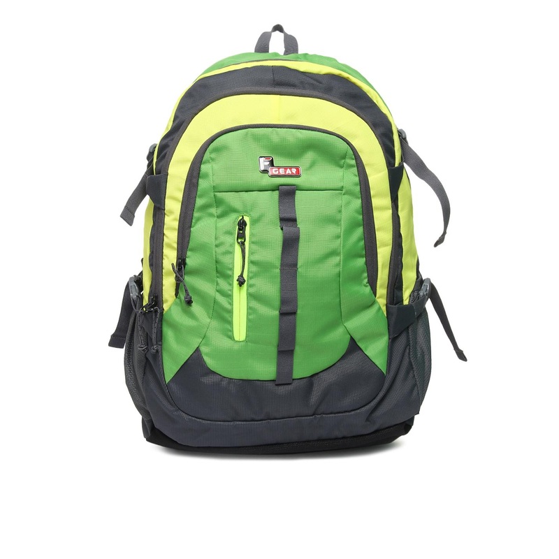 F Gear Unisex Grey & Green Colourblocked Defender V2 Backpack