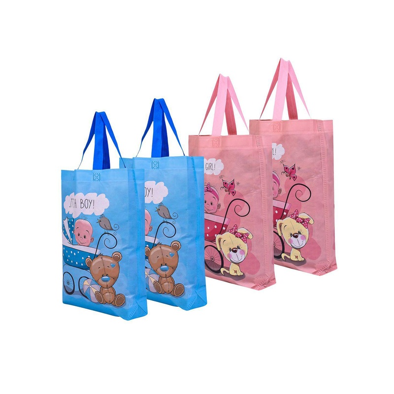 Kuber Industries Set of 4 Printed Non-Woven Shopping Gift Bag Shopper Tote Bag