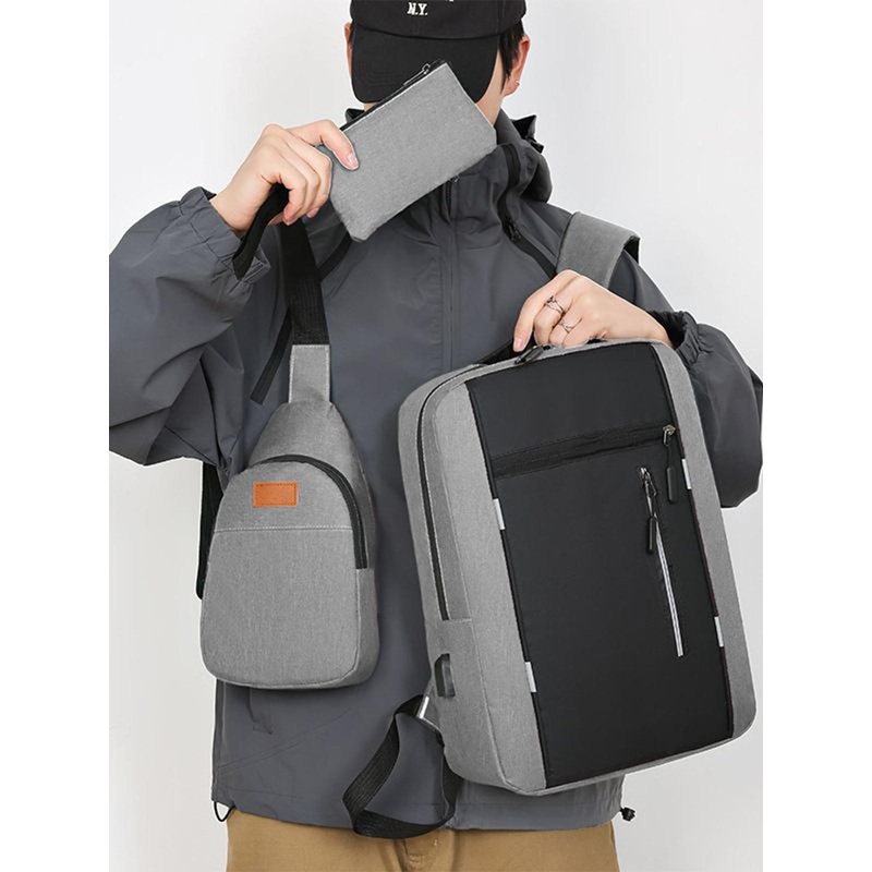 Mast & Harbour Men Colourblocked Commuter Backpack with USB Charging Port