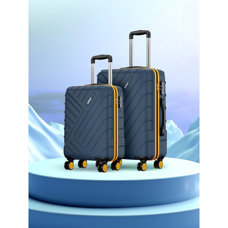 Safari Accent Set Of 2 Polycarbonate 8 wheel Hard Cabin & Medium Trolley Suitcase