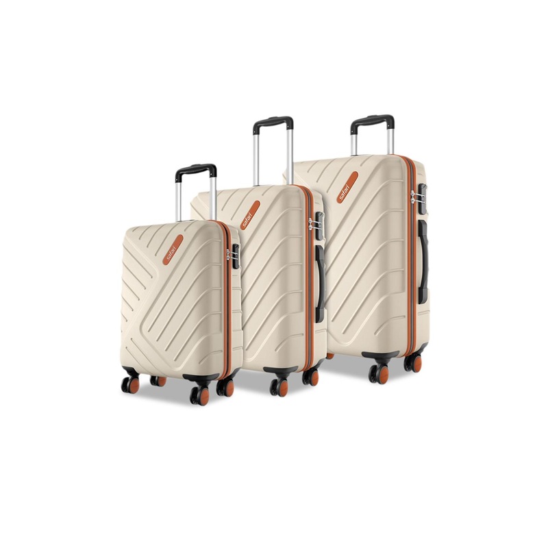 Safari Accent Set Of 3 Textured Hard-Sided TrolleyBags