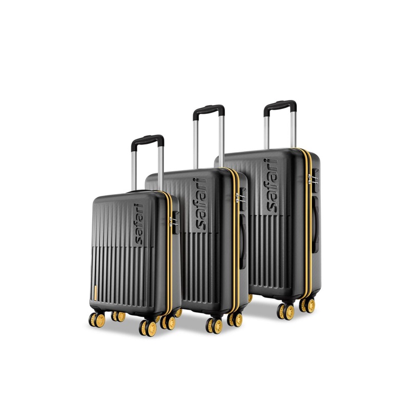 Safari Set Of 3 Astra Neo Textured Hard Sided 8 Wheels Trolley Bags