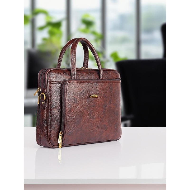 THE CLOWNFISH Trident Unisex Brown Textured Laptop Bag