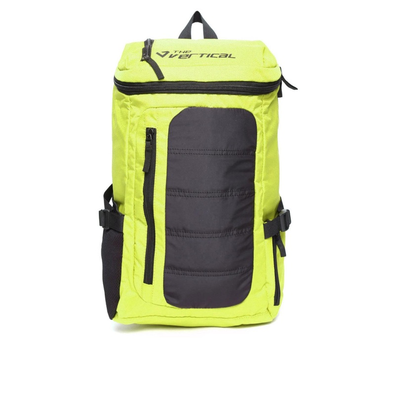 THe VerTicaL Unisex Lime Green & Black Water-Resistant Colourblocked Laptop Backpack