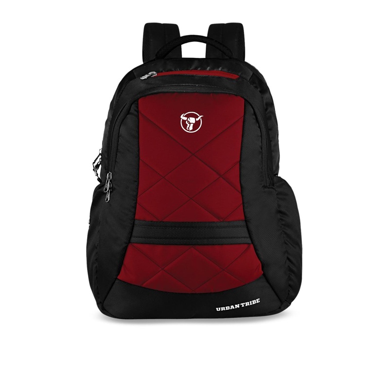 URBAN TRIBE Unisex Maroon & Black Solid Backpack
