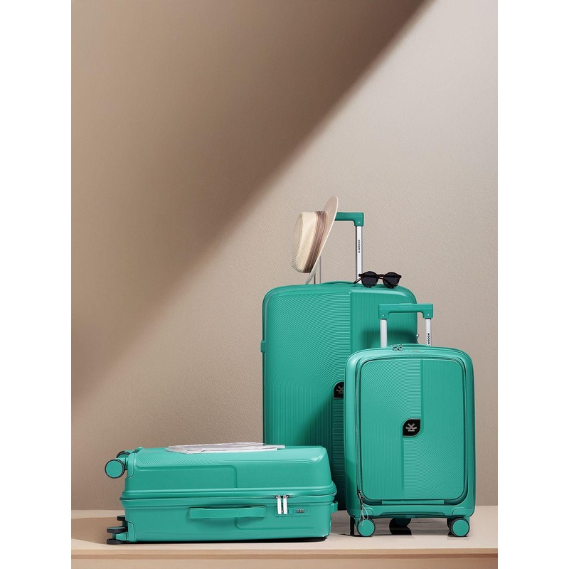 WROGN Set of 3 JOHN FTY Small-Medium-Large Trolley Suitcases with External Laptop Case