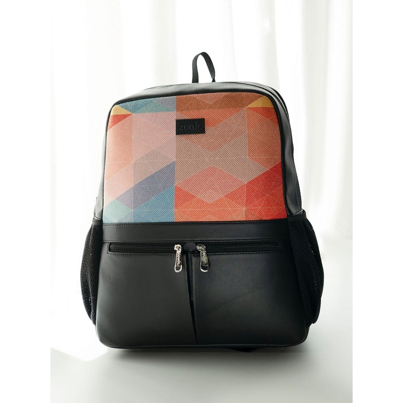 ZOUK Geometric Printed Backpack with Compression Straps Up to 16 inch