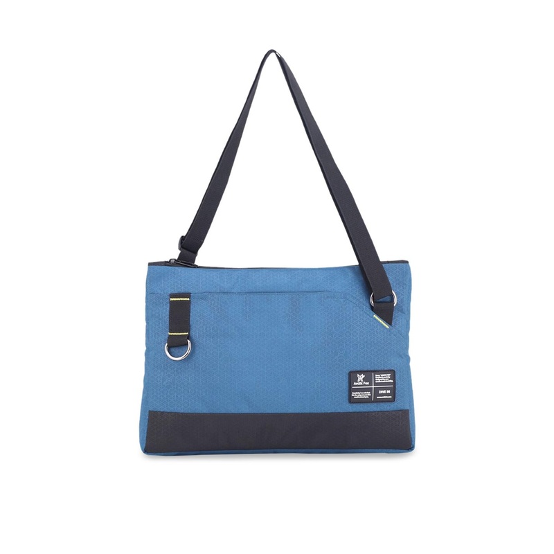 Arctic Fox Blue & Black Geometric Printed PU Structured Sling Bag