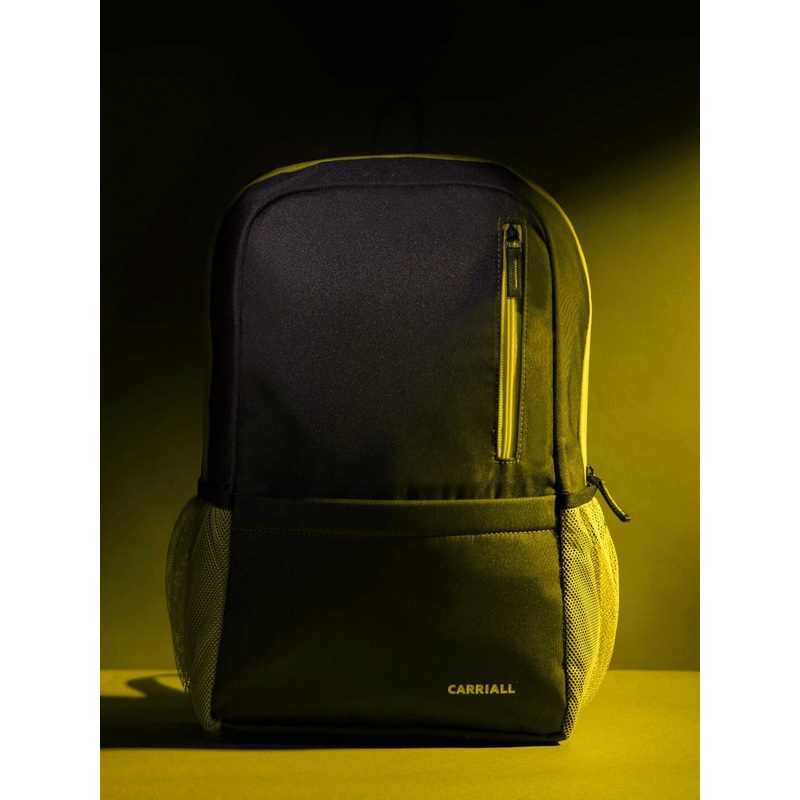 CARRIALL Unisex Yellow & Black Backpack with Reflective Strip