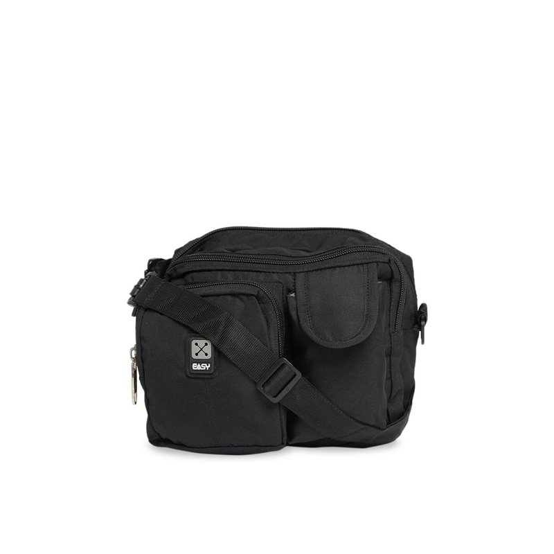 EASY Unisex Black Solid Messenger Bag