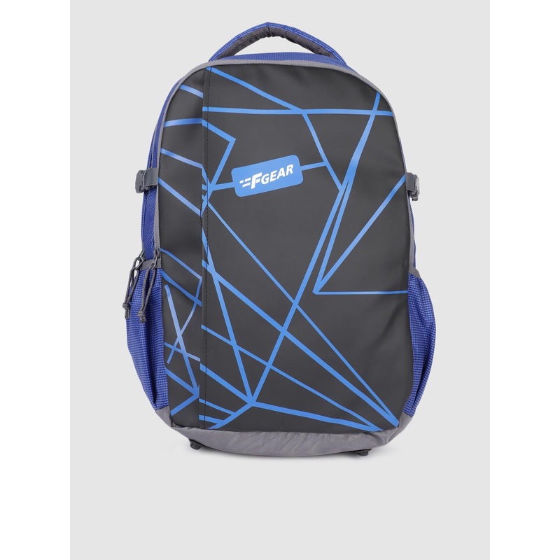 F Gear Unisex Charcoal Black & Navy Blue Geometric Talent Backpack