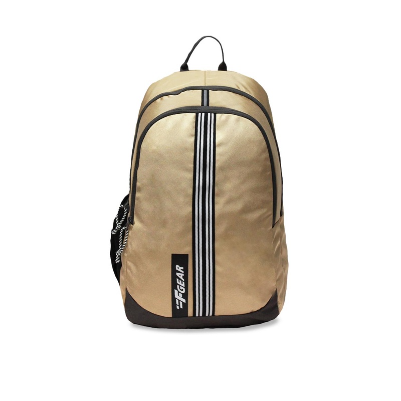 F Gear Unisex Cream-coloured & Black Contrast Detail Backpack