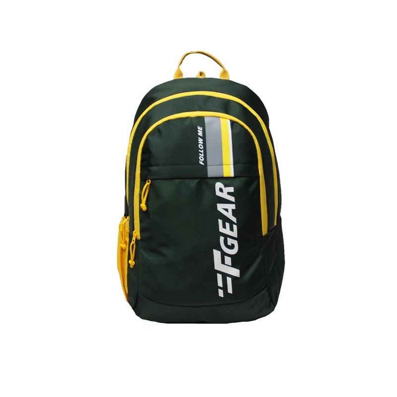 F Gear Unisex Green & Yellow Brand Logo Contrast Detail Backpack