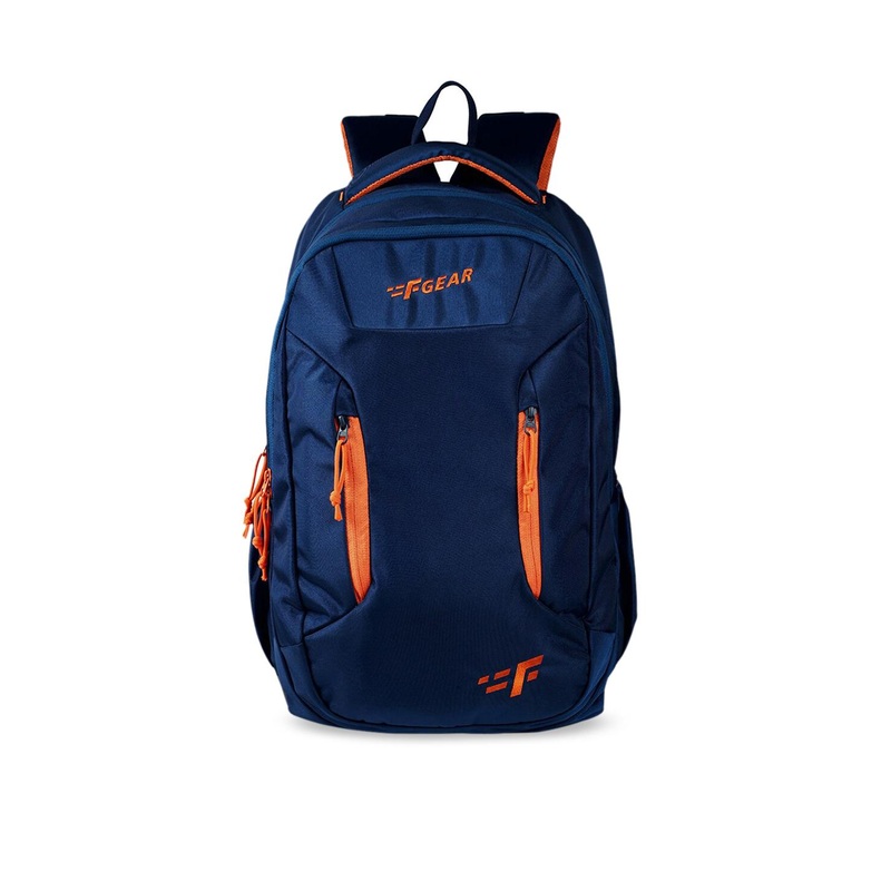 F Gear Unisex Navy Blue & Orange Solid Backpack