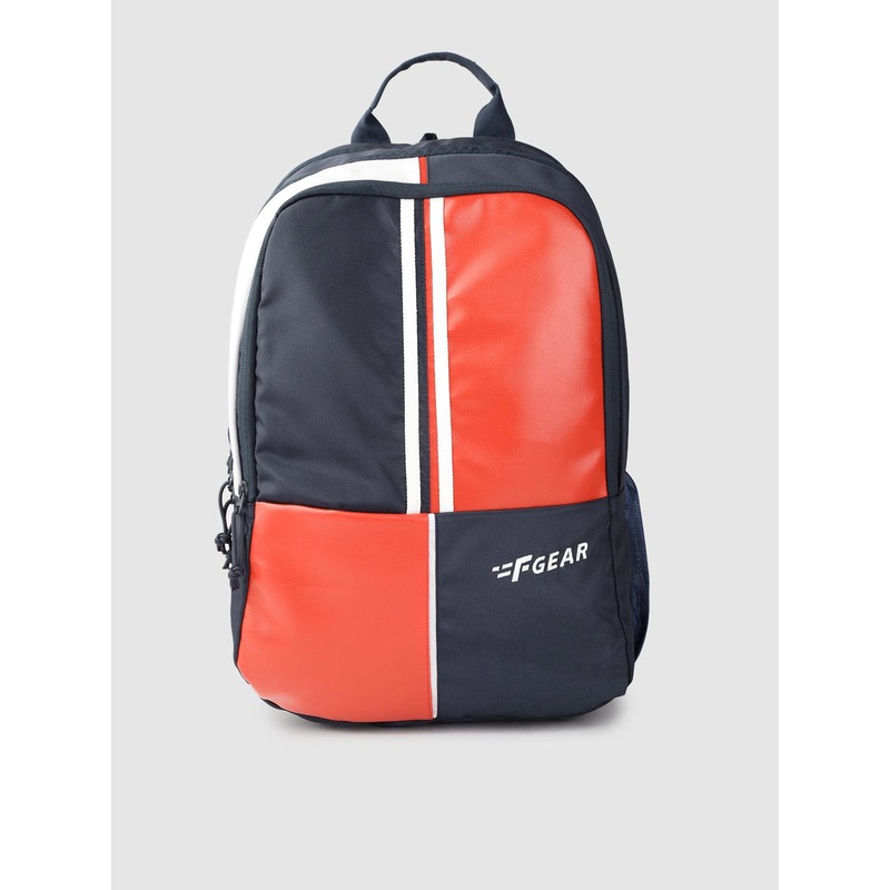 F Gear Unisex Navy Blue & Red Colourblocked Backpack