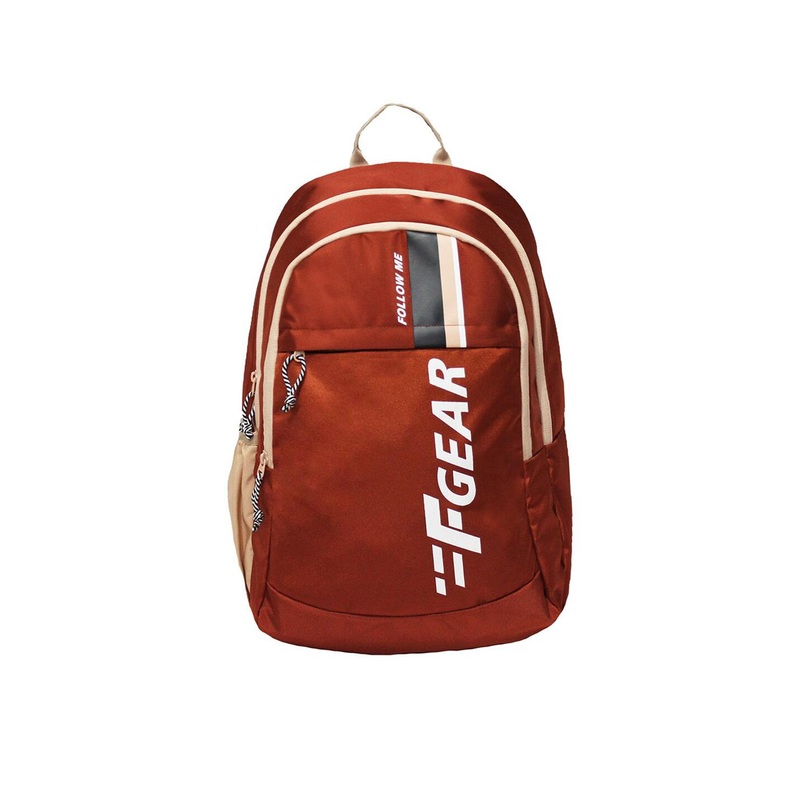 F Gear Unisex Rust & Brown Brand Logo Contrast Detail Backpack
