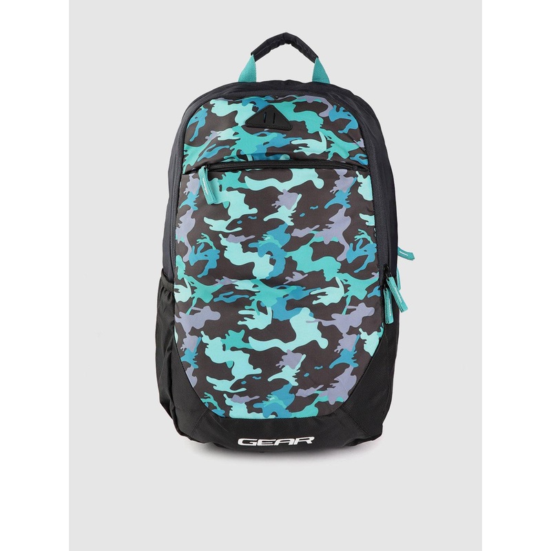 Gear Unisex Black & Sea Green Camouflage Print 18 Inch Laptop Backpack