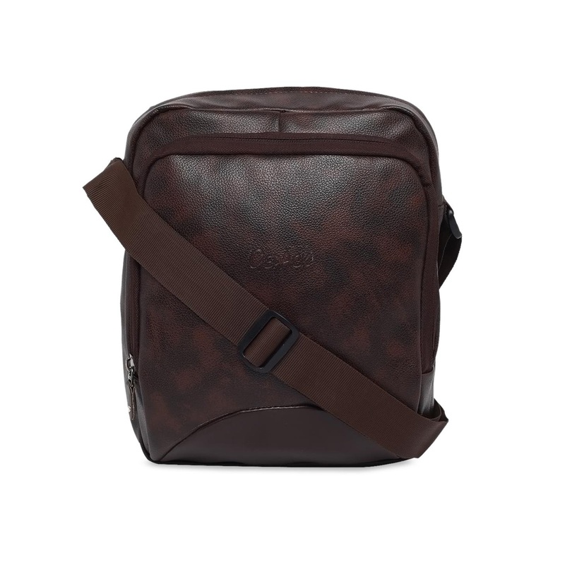 GEPACK Men Brown Solid Messenger Bag