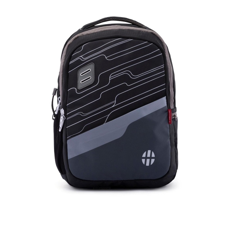 Harissons Unisex Black & Grey Graphic Backpack