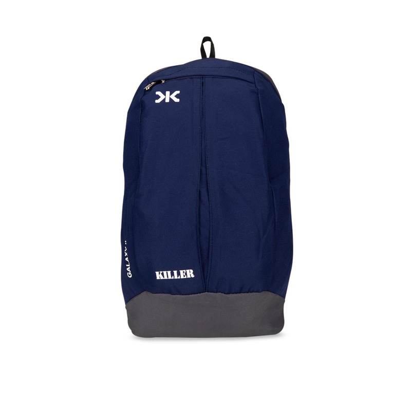 Killer Unisex Navy Blue & Grey Colourblocked Medium Backpack