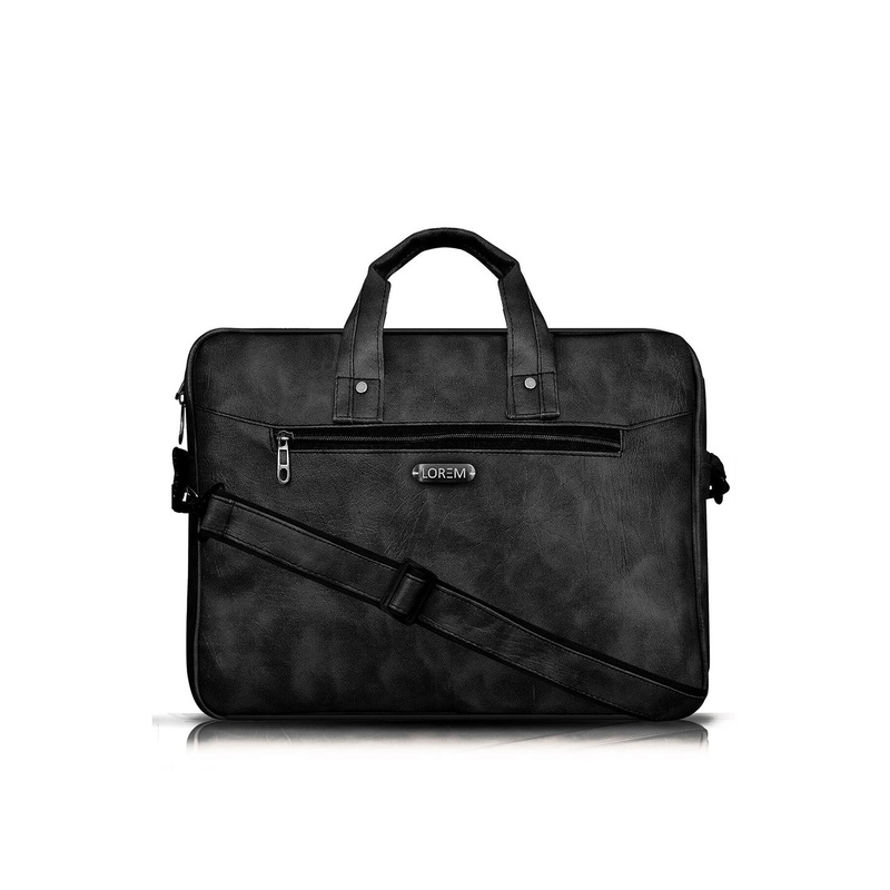 LOREM Unisex Black Textured Messenger Bag