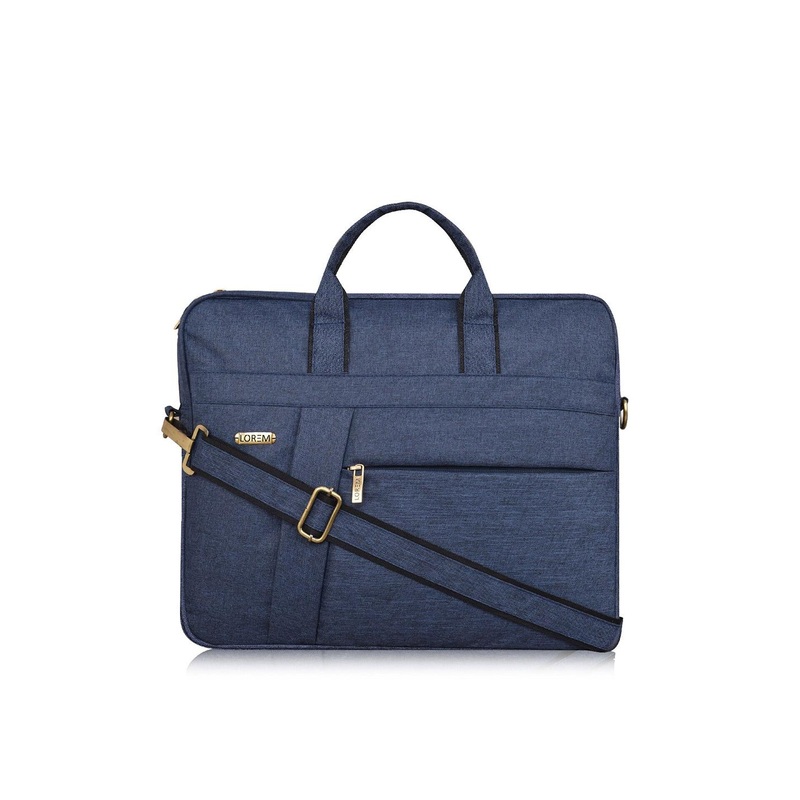 LOREM Unisex Blue Textured Linen Messenger Bag