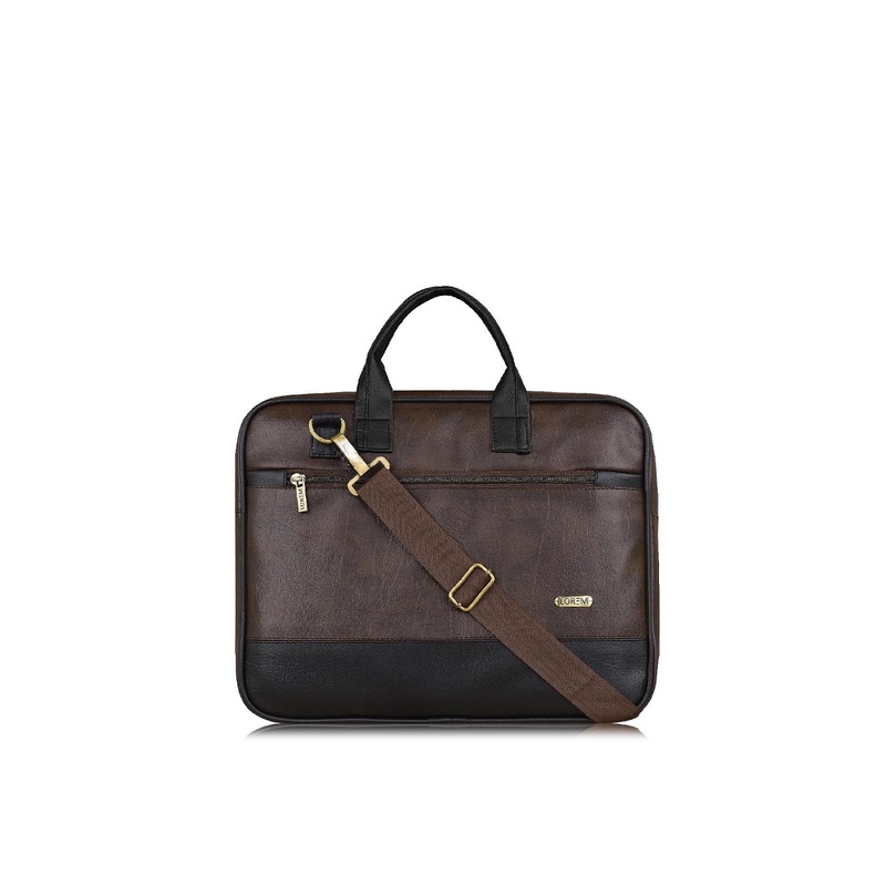 LOREM Unisex Brown & Black Textured Messenger Bag